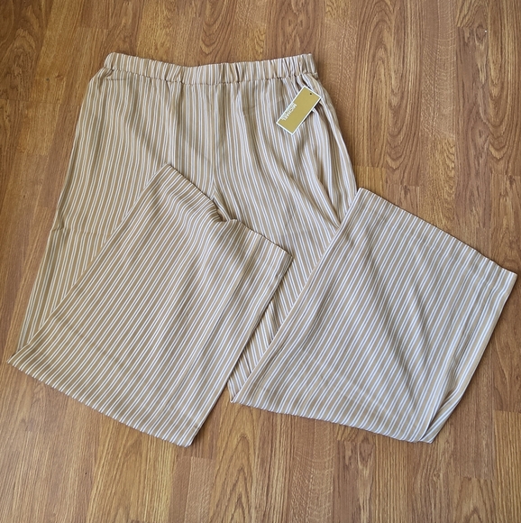 Michael Kors PJ Pants L Stripes Tan NWT $110 - Picture 1 of 8